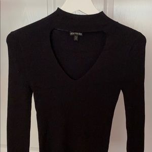 black ribbed sweater